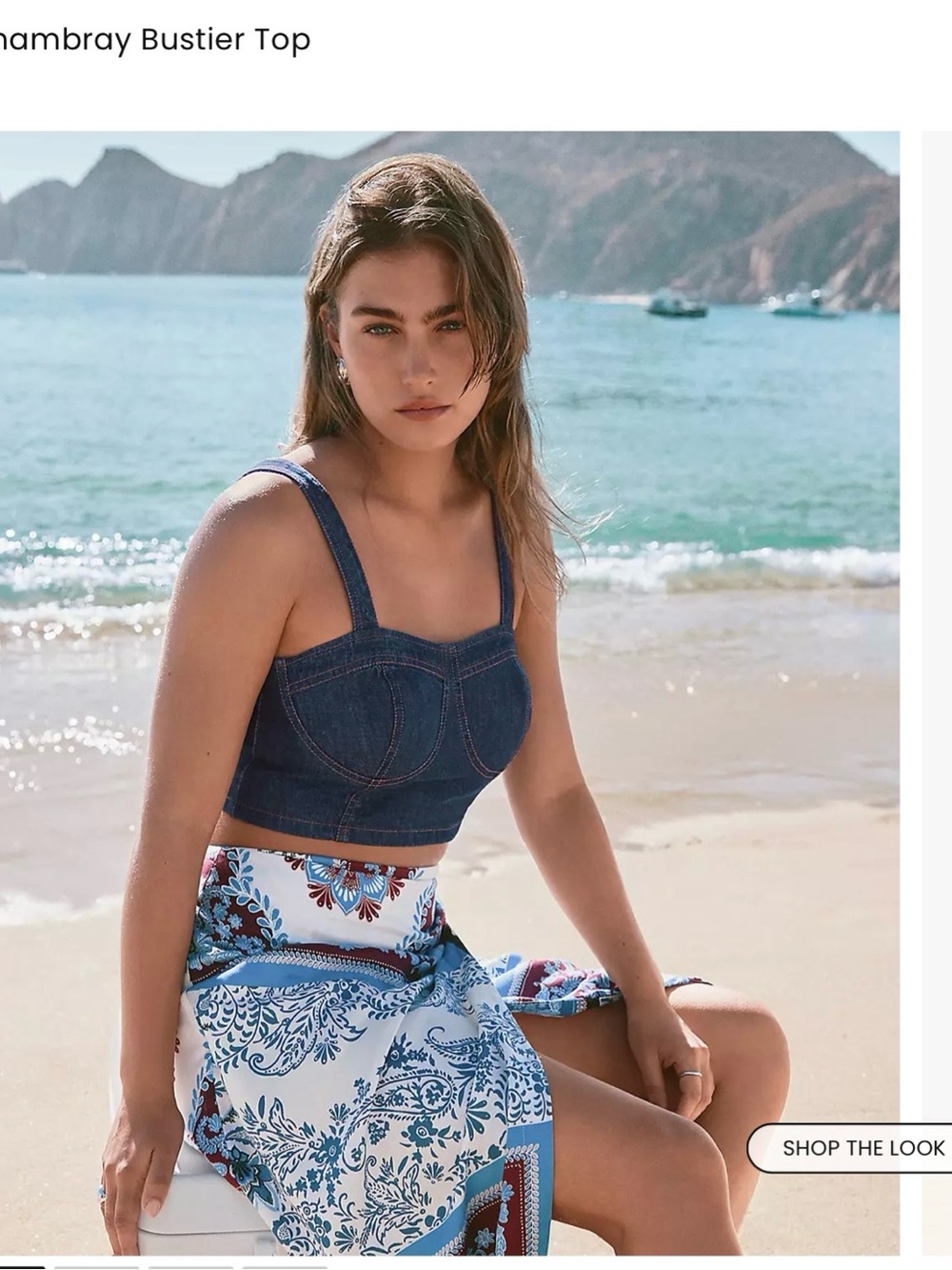 LOFT Dark Blue Denim Bustier Crop Top
